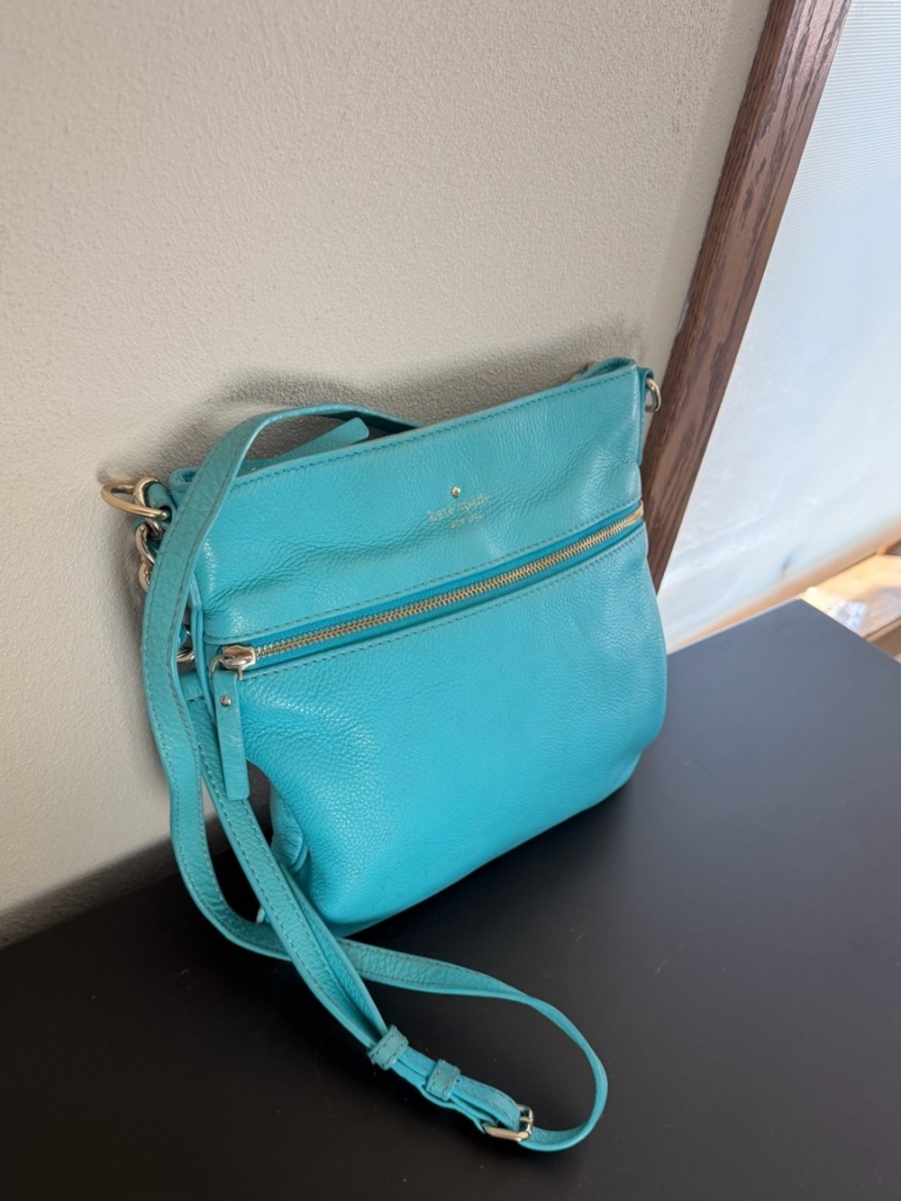 Kate Spade Connie Hill Ellen Grace Teal Blue Leather Crossbody Shoulder Bag - Picture 4 of 14